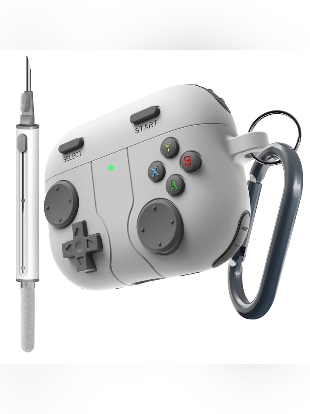 Compact White Game Controller Keychain with Colored Buttons